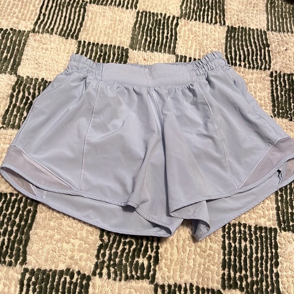 Lululemon Hotty Hot Low Rise Lined Short 4" Pastel Blue Shorts